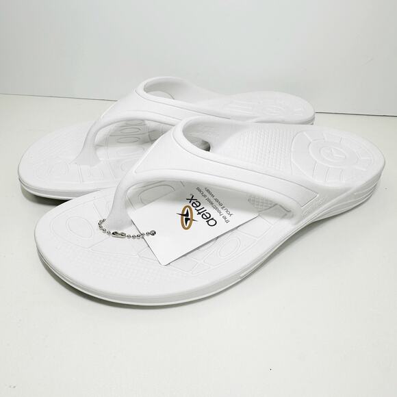 Aetrex Fiji Orthotic Flip Flops White Women 11M Shock Absorbent - Picture 1 of 9
